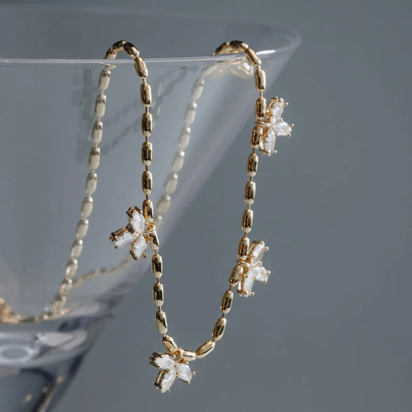 Orelia Crystal Marquise Multi Drop Necklace in Gold ORE40859