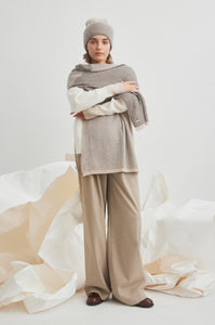 Seeberger Two Tone Ribbed Scarf in Sand & Taupe - COMING SOON!