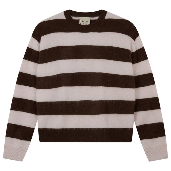 Jumper 1234 Dip Dye Brushed Crew in Light Brown Hickory