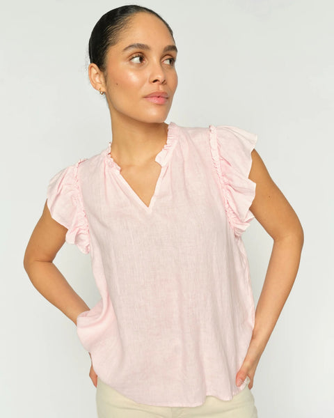 Mos Mosh Tea Linen Blouse in Ballet Slipper