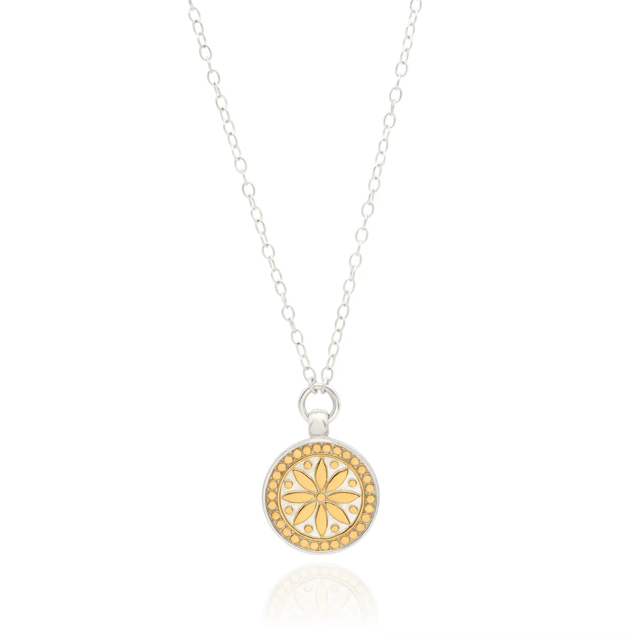 Anna Beck Classic Round Reversible Flower Necklace in Gold & Silver NK10659-TWT