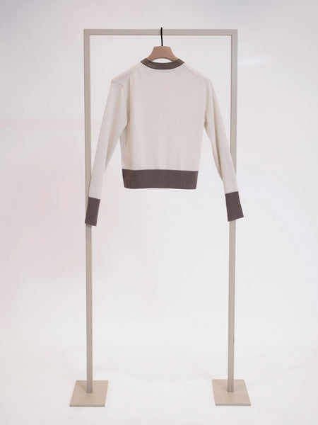 Herzen Contrast Cardigan in Limestone