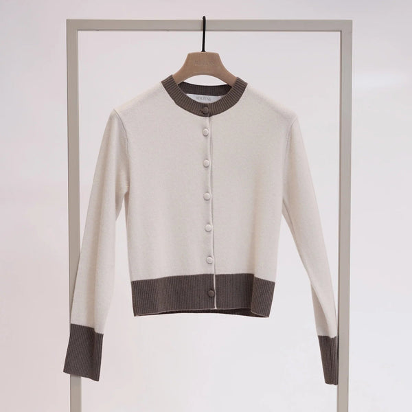 Herzen Contrast Cardigan in Limestone