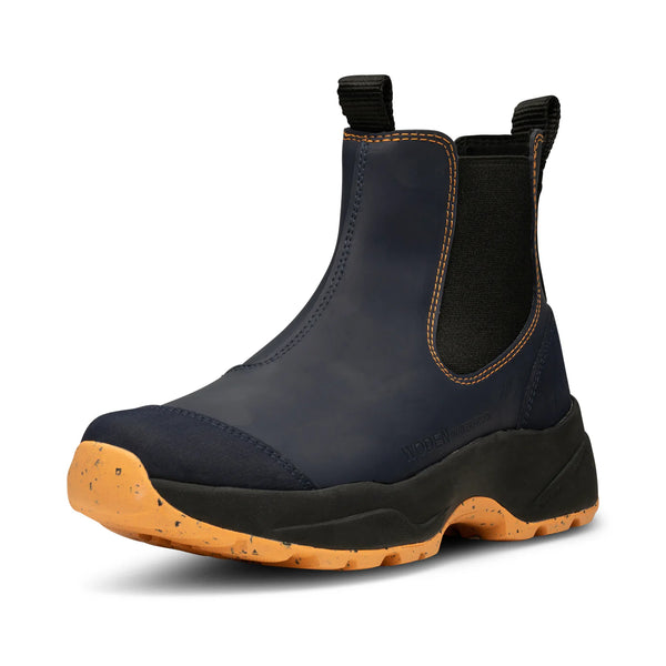 Woden Siri Waterproof Boots Dark Navy and Papaya