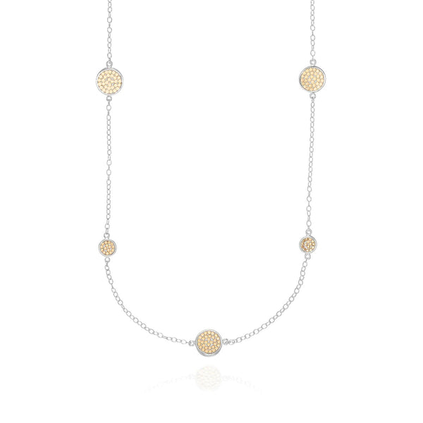 Anna Beck Classic Multi Disc Long Station Necklace in Silver & Gold 1181NGR-TWT