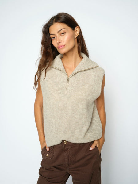 Mos Mosh Thora Highneck SL Knit in Feather Grey