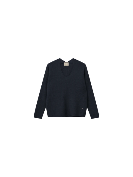 Mos Mosh Thora V Neck Sweater in Salute Navy