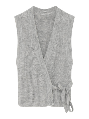 Gustav Tinaia Knitted Wrap Top in Steel