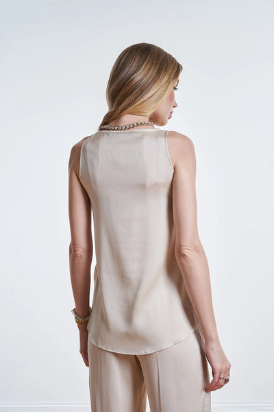 Silk95Five Tivoli Silk Tank Vest Top in Almondine