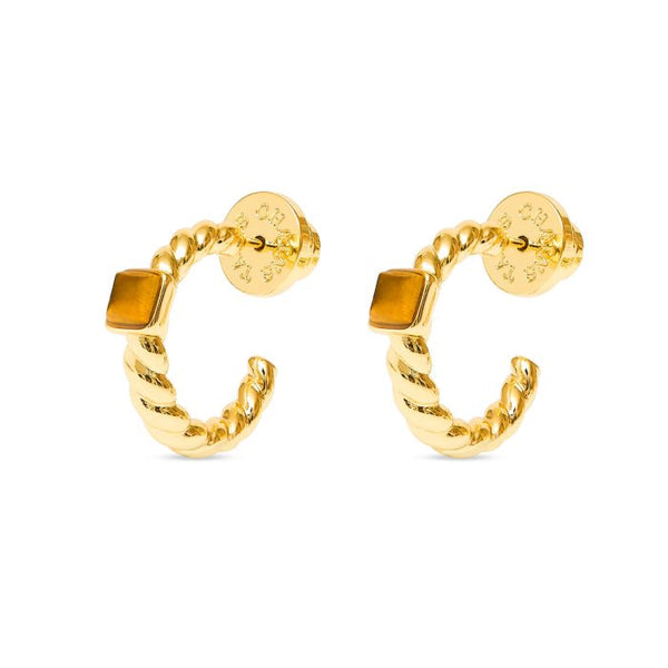 Talis Chains Everyday Twist Hoops - Tiger's Eye Gold hoop earrings 