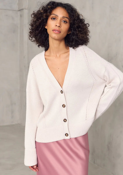 Loop Cashmere Lofty Cashmere Cardigan in Camelia Pink Sparkle