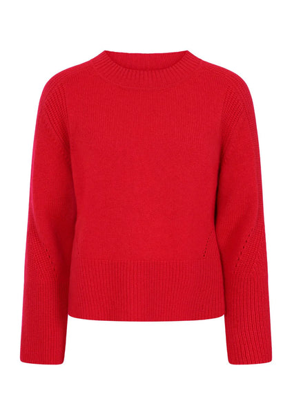 Loop Cashmere Ribbed Lofty Crew Sweat in Crimson Red