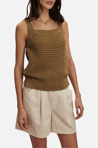 COMING SOON Varley Ebden Knit Tank in Golden Olive