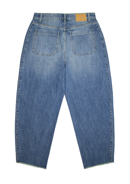 Seventy + Mochi Bo Jean in Phoenix Short WBOJ0113-S Pair of blue jeans on a white background