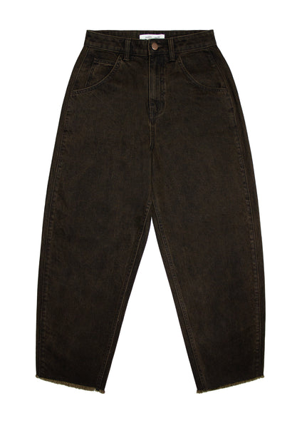 Seventy + Mochi Bo Jean in Cacao Short WBOJ0114-S Dark brown pants on a white background