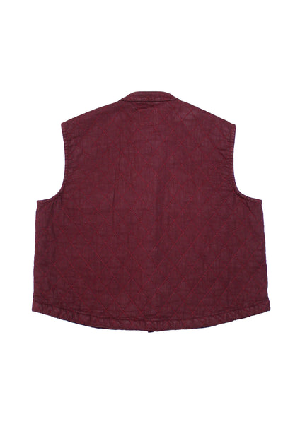 Seventy + Mochi Quilted Pablo Vest in Mulberry Maroon vest on a white background