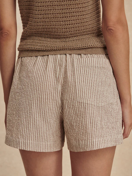 Varley Darina Shorts 4 in Birch Taupe Stripe