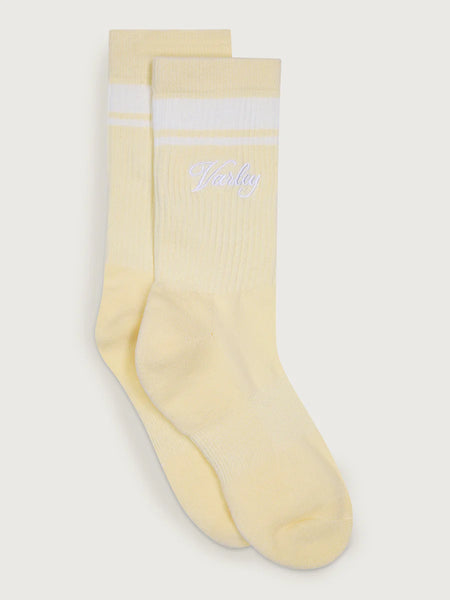Varley Lamar Club Stripe Sock in Reed Yellow/Egret