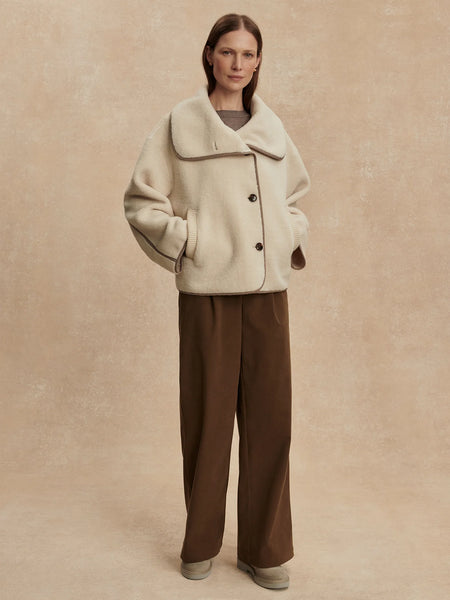 Varley Romane Boxy Sherpa Jacket in Sandshell