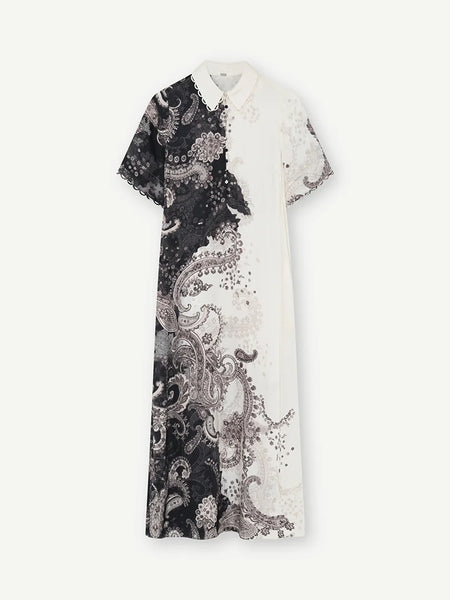 Gustav Anika Long Dress in Off White/Black