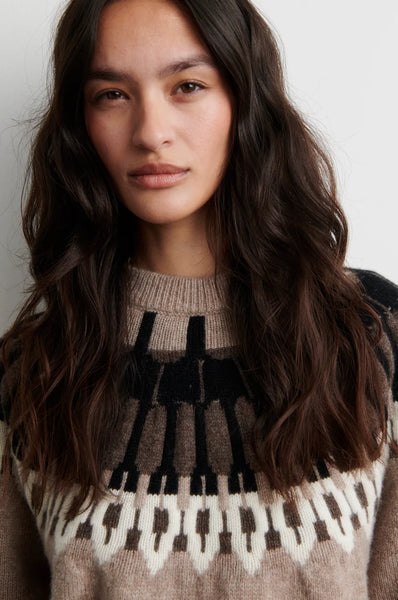 Second Female Arlo Knit O-Neck in Beige Melange
