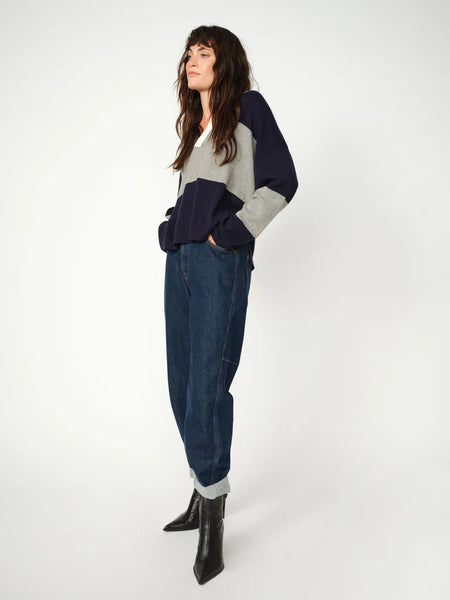 Mos Mosh Aymen Kyoto Cropped Boyfriend Jeans in Dark Blue