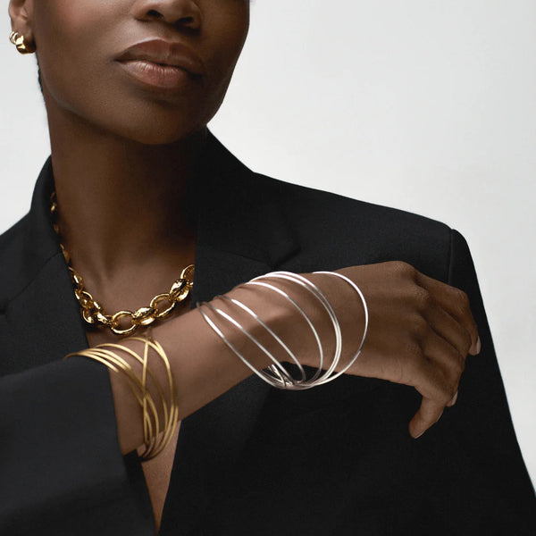 Orelia Fine Multi Interlocking Bangles in Silver ORE30672