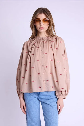 Berenice Countrylove Brodee Love Blouse in Nude
