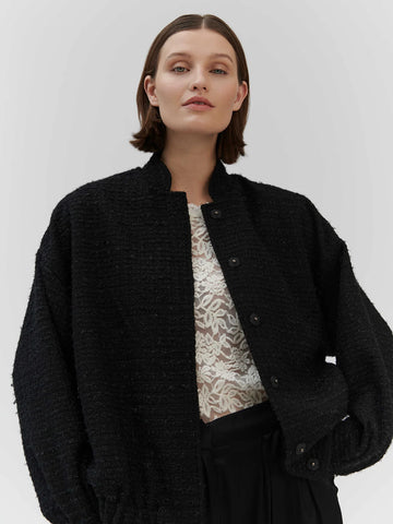 Rosemunde Bouclé Bomber Jacket in Black