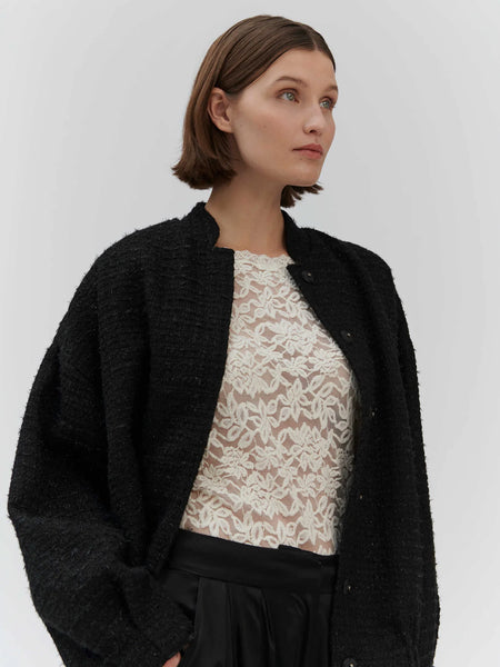 Rosemunde Bouclé Bomber Jacket in Black