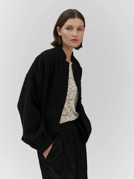 Rosemunde Bouclé Bomber Jacket in Black