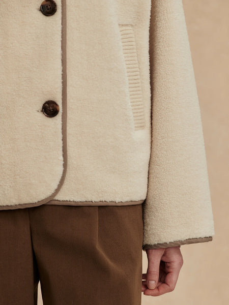 Varley Romane Boxy Sherpa Jacket in Sandshell