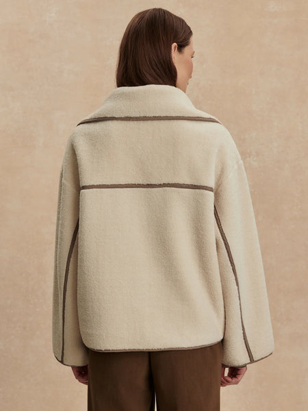 Varley Romane Boxy Sherpa Jacket in Sandshell