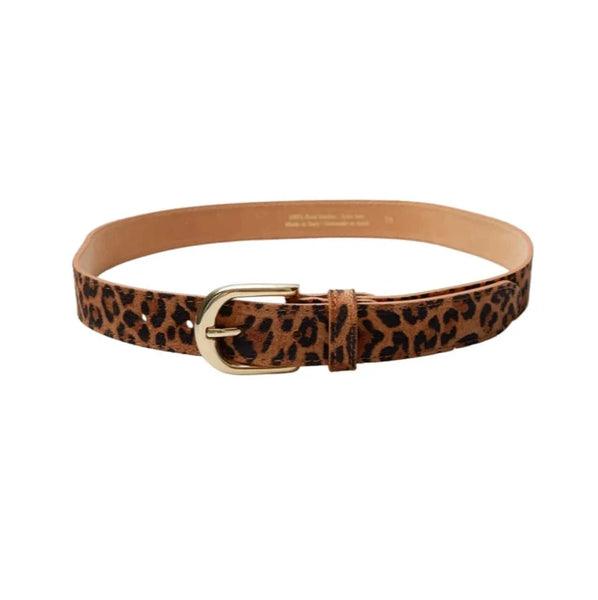 Black Colour Smilla Leopard Print Belt in Camel