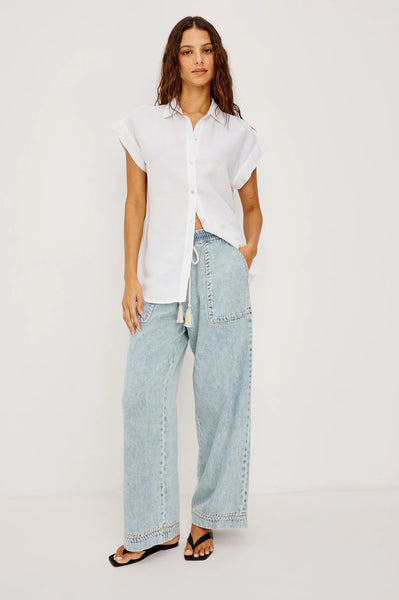 Rails Campo Trousers in Bleached Indigo Blanket Stitch
