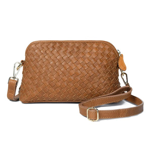 Bell & Fox Ira Bag in Caramel Tan Leather, woven, cross body bag