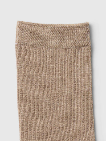 Selected Femme Cotton Blend Socks - Pure Cashmere Beige sock on a light gray background