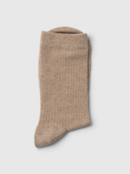 Selected Femme Cotton Blend Socks - Pure Cashmere Beige sock on a light gray background