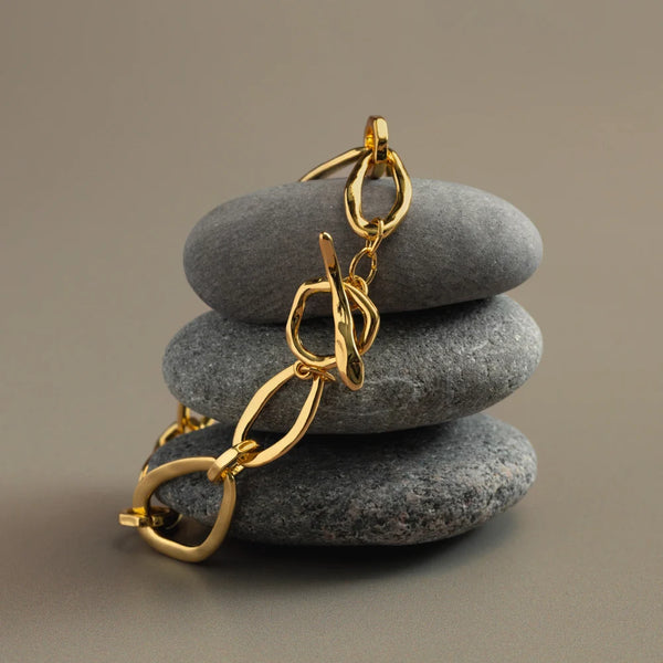 Orelia Organic Link Chain T-Bar Bracelet in Gold ORE40532