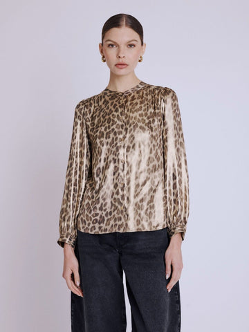 Berenice Manche Blouse in Leopard