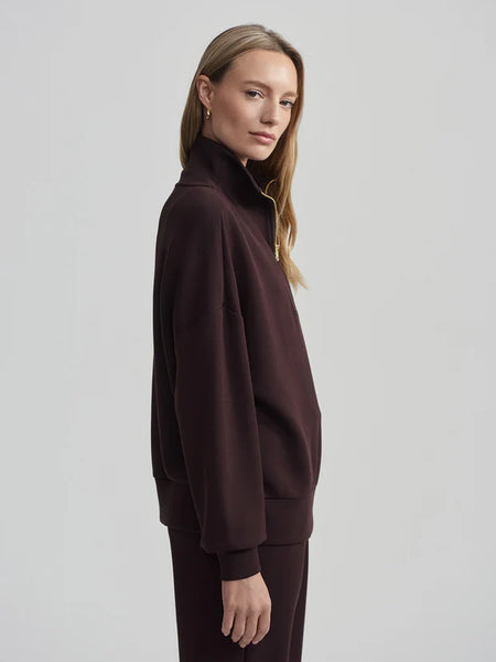 Varley Hawley Zip Sweat Top in Coffee Bean