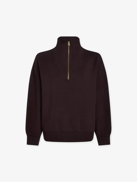 Varley Hawley Zip Sweat Top in Coffee Bean