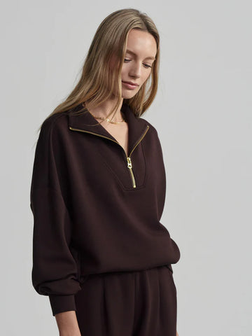 *LAST ONE!* Varley Hawley Zip Sweat Top in Coffee Bean