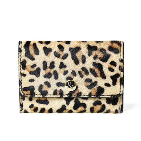 Bell & Fox Ellie Popper Card Holder Purse in Leopard Small Wallet, small purse, card holder, leather, animal print