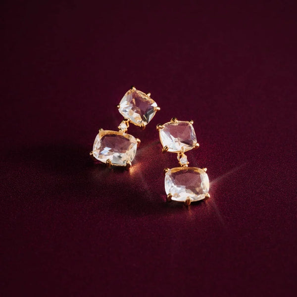 Orelia Crystal Double Drop Earrings in Gold ORE40844