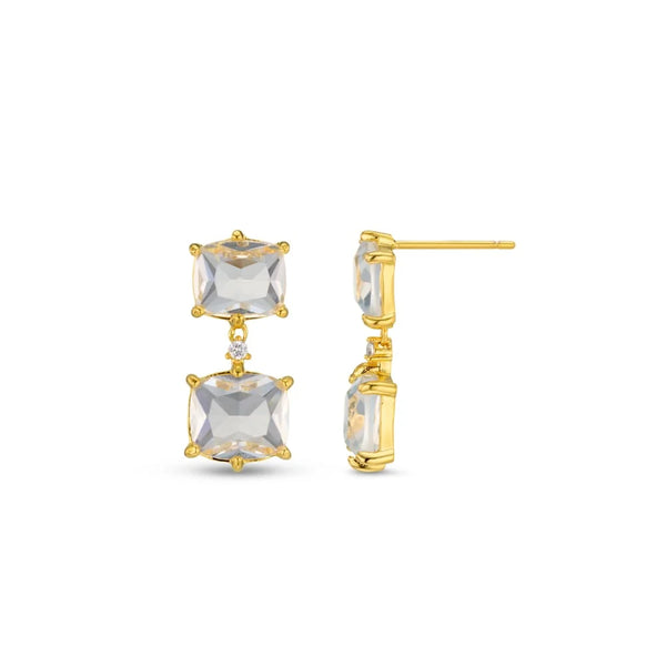Orelia Crystal Double Drop Earrings in Gold ORE40844