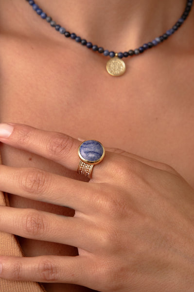 Anna Beck Large Dumortierite Cocktail Ring RG10499-GDD