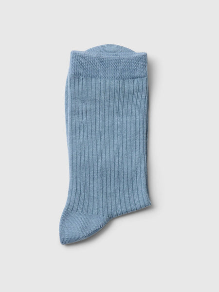 Selected Femme Cotton Blend Socks - Dusty Blue Blue sock on a light gray background
