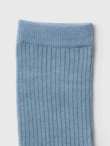 Selected Femme Cotton Blend Socks - Dusty Blue Blue sock on a light gray background