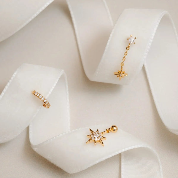 Orelia Starburst Drop Ear Stacking Set in Gold ORE40846